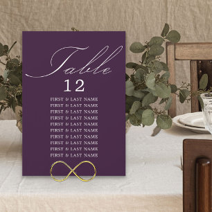Elegante caligrafía Tarjeta de asiento de mesa púr