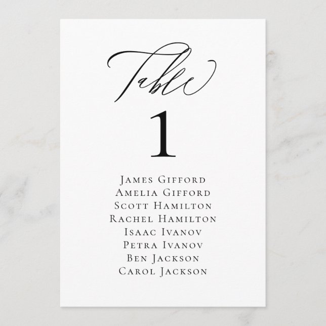 Elegante Caligrafía Tarjeta de número de tabla 5x7 (Anverso)