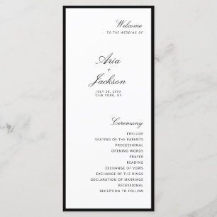 Elegante caligrafía tarjeta de programa de boda mo