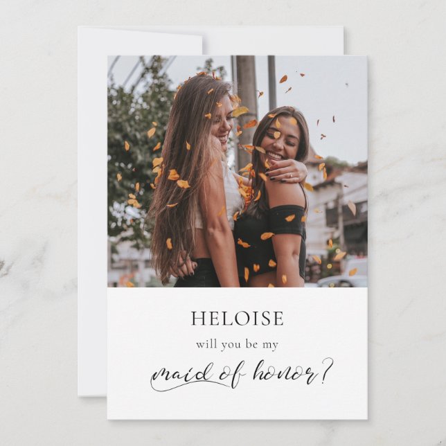 Elegante caligrafía Tarjeta de propuesta de doncel (Anverso)