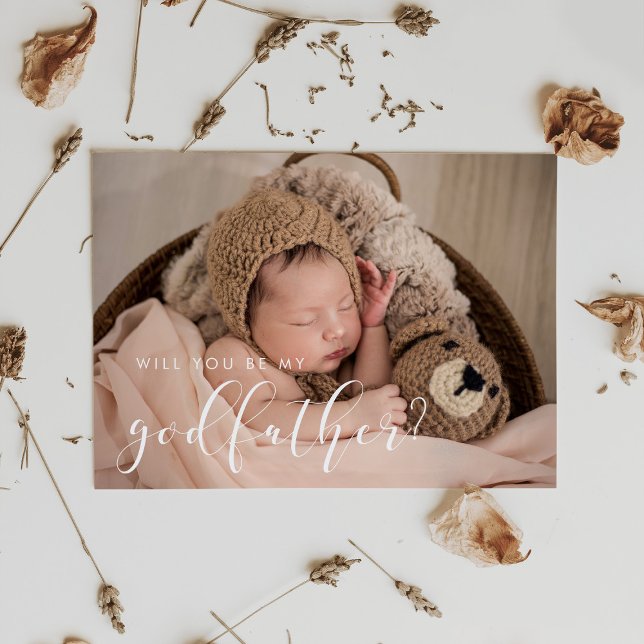 Elegante caligrafía Tarjeta de propuesta del padri (godfahter proposal photo card)