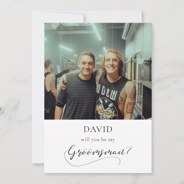 Elegante caligrafía Tarjeta de propuesta Groomsman (Anverso)