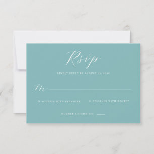 Elegante Caligrafía Verde Azul RSVP