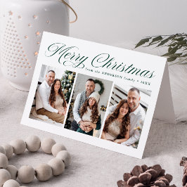 Elegante caligrafía verde Feliz Navidad 3 Foto