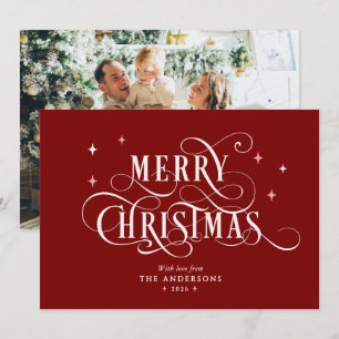 Elegante Caligrafía y Foto Feliz Navidad