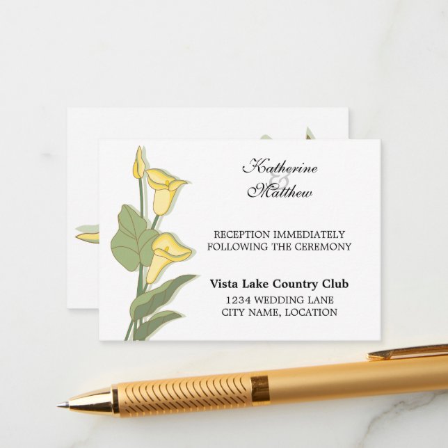 Elegante Calla Lily en tarjetas de recepción amari (Anverso/Reverso In Situ)