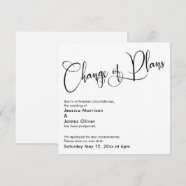 Elegante "Cambio de Planes", tarjeta Boda pospuest
