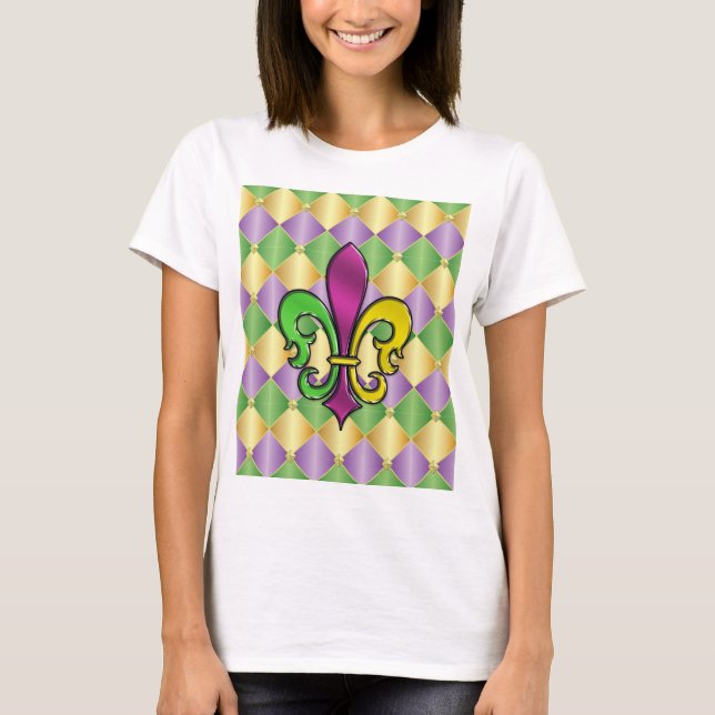 Elegante Camisa de Diseño Mardi Gras Fleur De Lis (Anverso)