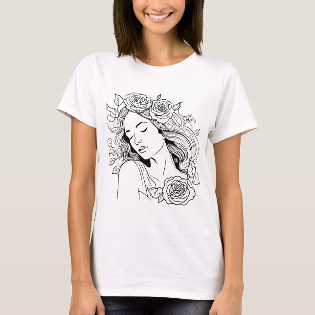Elegante camiseta abstracta de una joven mujer (Anverso)
