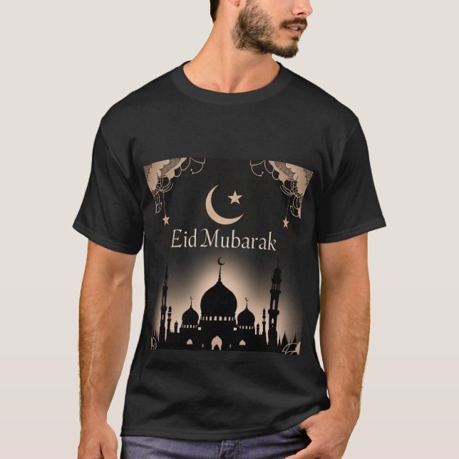 Elegante camiseta Black & Gold Eid Mubarak para ho (Anverso)