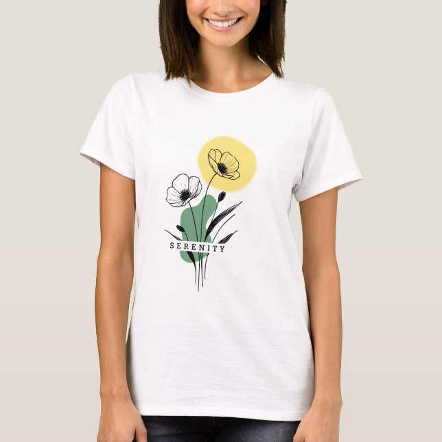 Elegante camiseta con adormidera floral para mujer (Anverso)