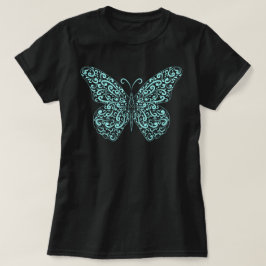 Elegante camiseta con mariposa azul brillante
