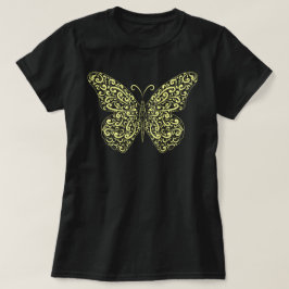 Elegante camiseta con mariposa florida amarilla