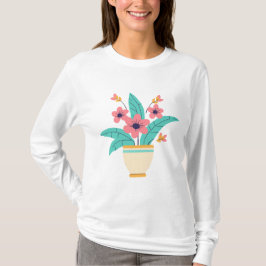 Elegante camiseta de Ilustracion de envases floral