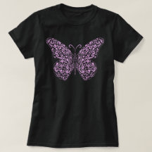 Elegante camiseta de mariposa rosa brillante y cla