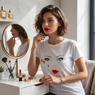 Elegante camiseta gráfica de los labios rojos