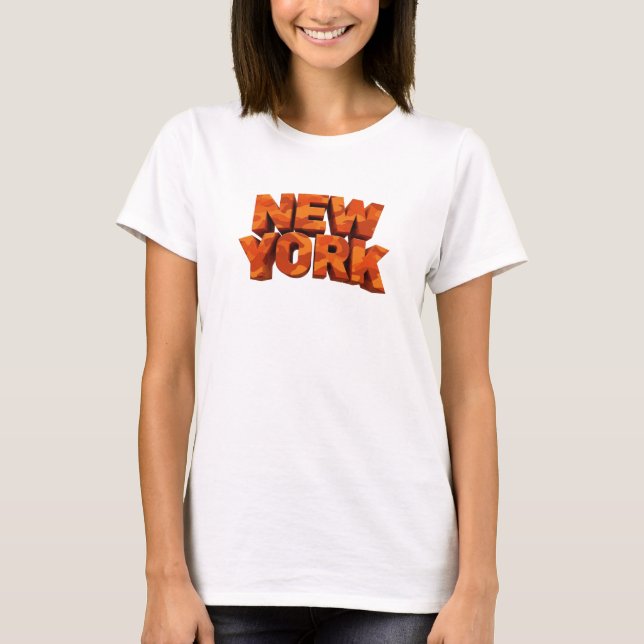 Elegante camiseta roja NEW YORK (Anverso)