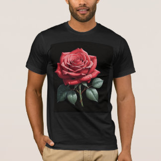 Elegante camiseta rosa roja - Flora Minimalista