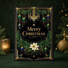 Elegante candelabro de Navidad Art Déco en oro
