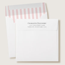 Elegante Candy Stripe Pink Square Return Address