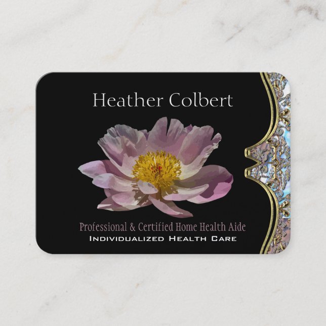 Elegante Caregiver Petal Profesional Tarjeta de Ne (Anverso)