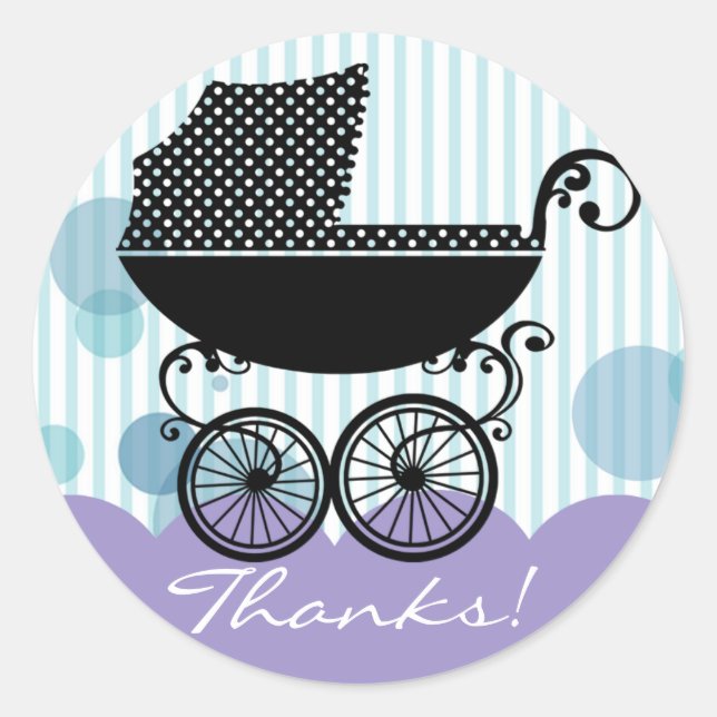 Elegante Carrito Retro para Bebés - Pegatina Baby  (Anverso)