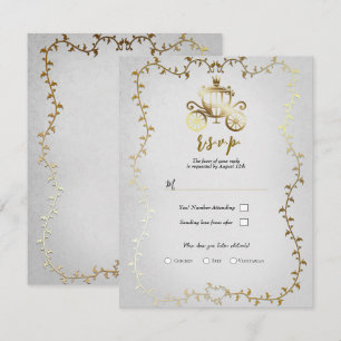 Elegante Carruaje de Oro Tarjeta de Respuesta de B