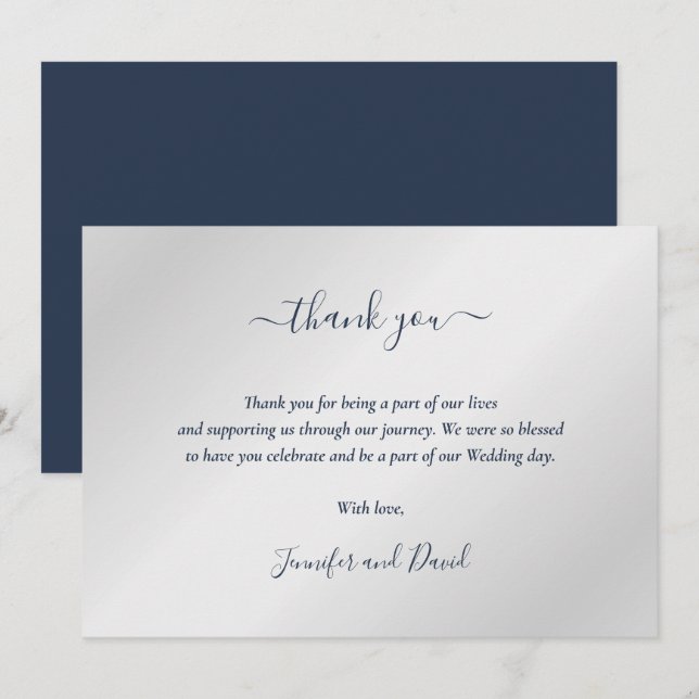 Elegante carta de agradecimiento a la Marina Azul  (Anverso / Reverso)