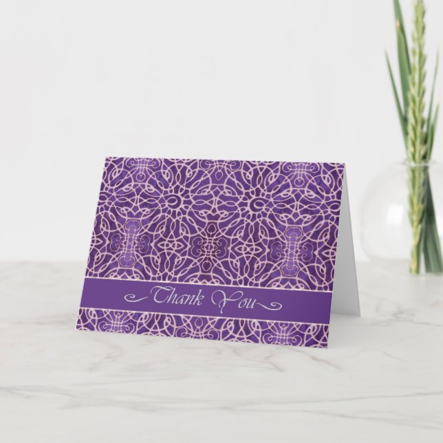 Elegante carta de agradecimiento en violeta, gener (Anverso)