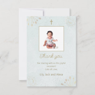 Elegante carta de agradecimiento por bautismo para