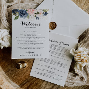 Elegante carta de bienvenida Boda floral de invier