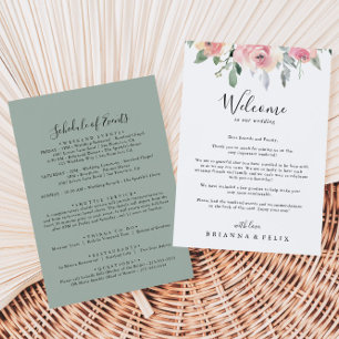 Elegante carta de bienvenida Boda floral rosa Rubo