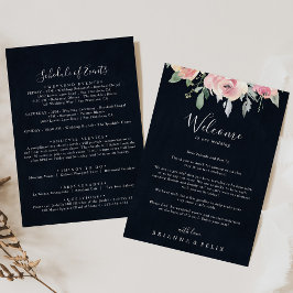 Elegante carta de bienvenida Boda floral rosa Rubo