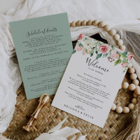 Elegante carta de bienvenida con Boda floral y dea