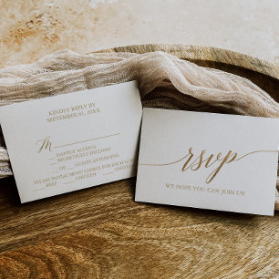 Elegante carta de caligrafía de oro Tarjeta RSVP d