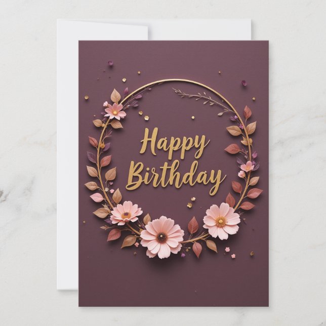 Elegante carta de cumpleaños floral (Anverso)