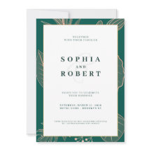 Elegante carta de invitación a la boda con adorno 