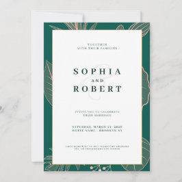 Elegante carta de invitación a la boda con adorno 