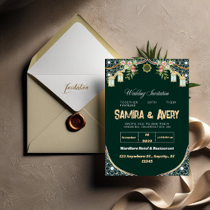 Elegante carta de invitación a la boda islámica