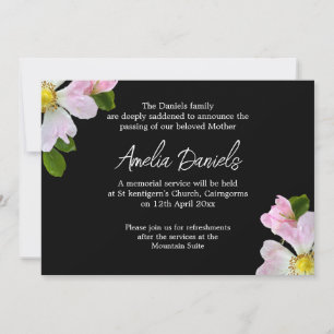 Elegante carta de Invitación funeraria Rosa de paí