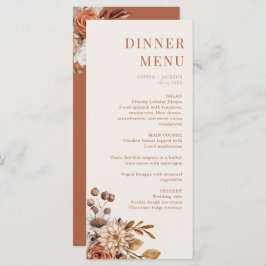 Elegante carta de menú Boda floral de Terracota
