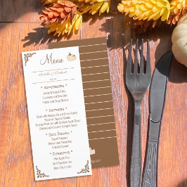 Elegante carta de menú de bodas de otoño