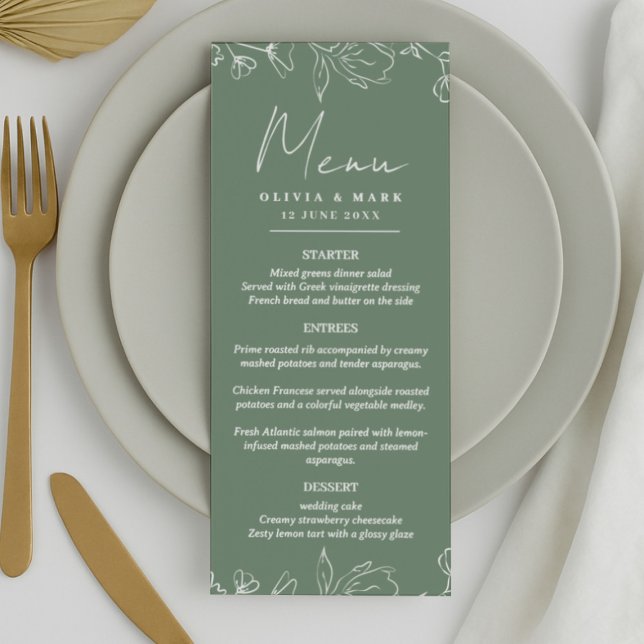Elegante carta de menú de bodas personalizada con  (Subido por el creador)