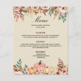 Elegante carta de menú floral para eventos
