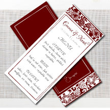 Elegante carta de menú maroon-borgoña Boda