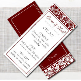 Elegante carta de menú maroon-borgoña Boda