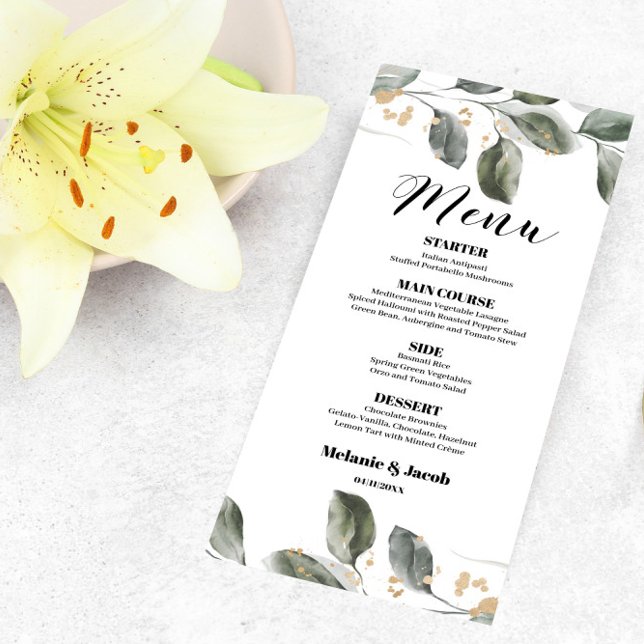 Elegante carta de menú plana con vegetación modern (Subido por el creador)
