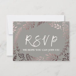 Elegante carta de menú Rosa dorado y gris RSVP