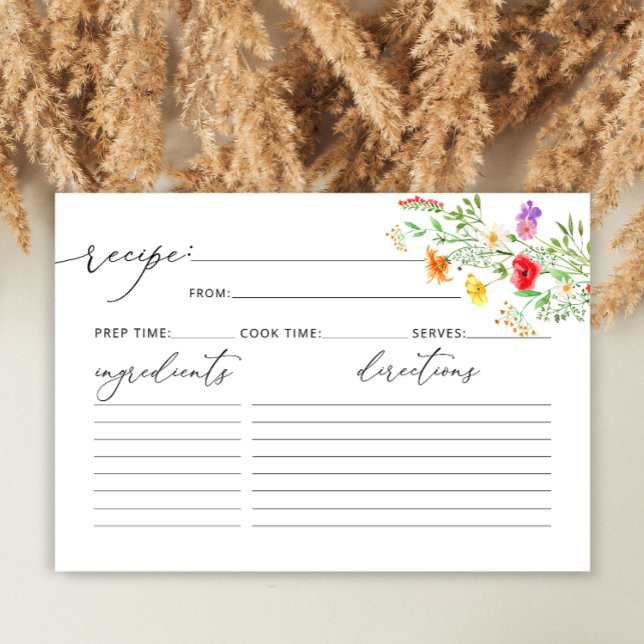 Elegante carta de receta de flores silvestres acuá (Subido por el creador)