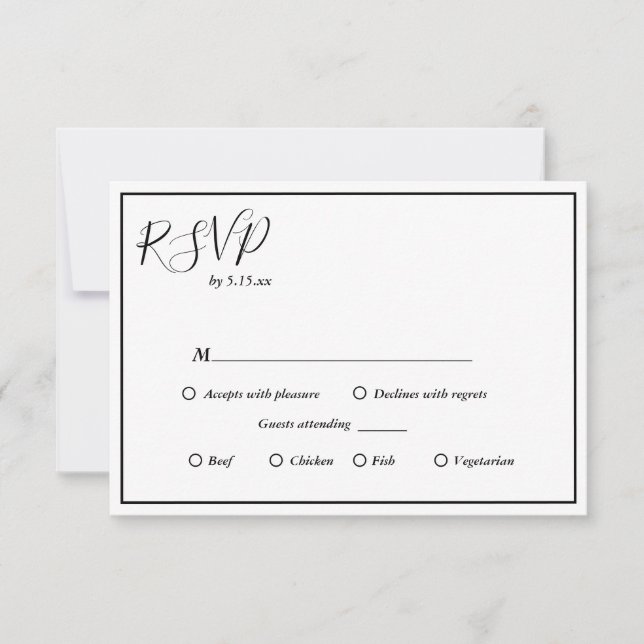 Elegante carta moderna carta Boda tarjeta RSVP (Anverso)